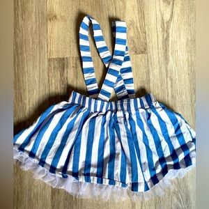 Baby Girl Peanuts White and Blue Overall Skirt